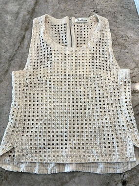 Solitaire Openwork Tank Top in Cream Like New